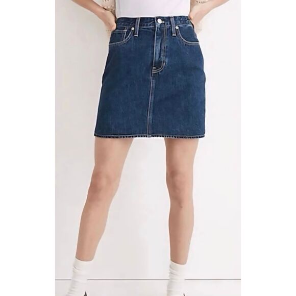 Madewell Rigid Denim A-Line Mini Jean Skirt - Picture 1 of 6